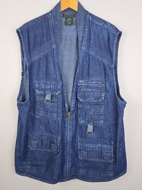 Vintage Scandia Woods Denim Explore Utility Vest Men’s XLG Multi-Pocket Gorpcore